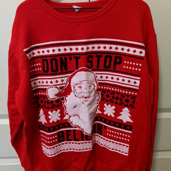 👣XMAS Big and Tall Don't Stop Believin' Sweatshirt - Picture 1 of 3